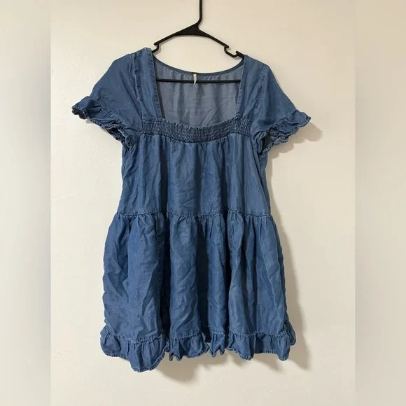 Free People Sadie Denim Tunic Mini Dress S - Picture 4 of 7